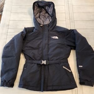 Womens Black North Face Belted Winter Jacket Coat XS